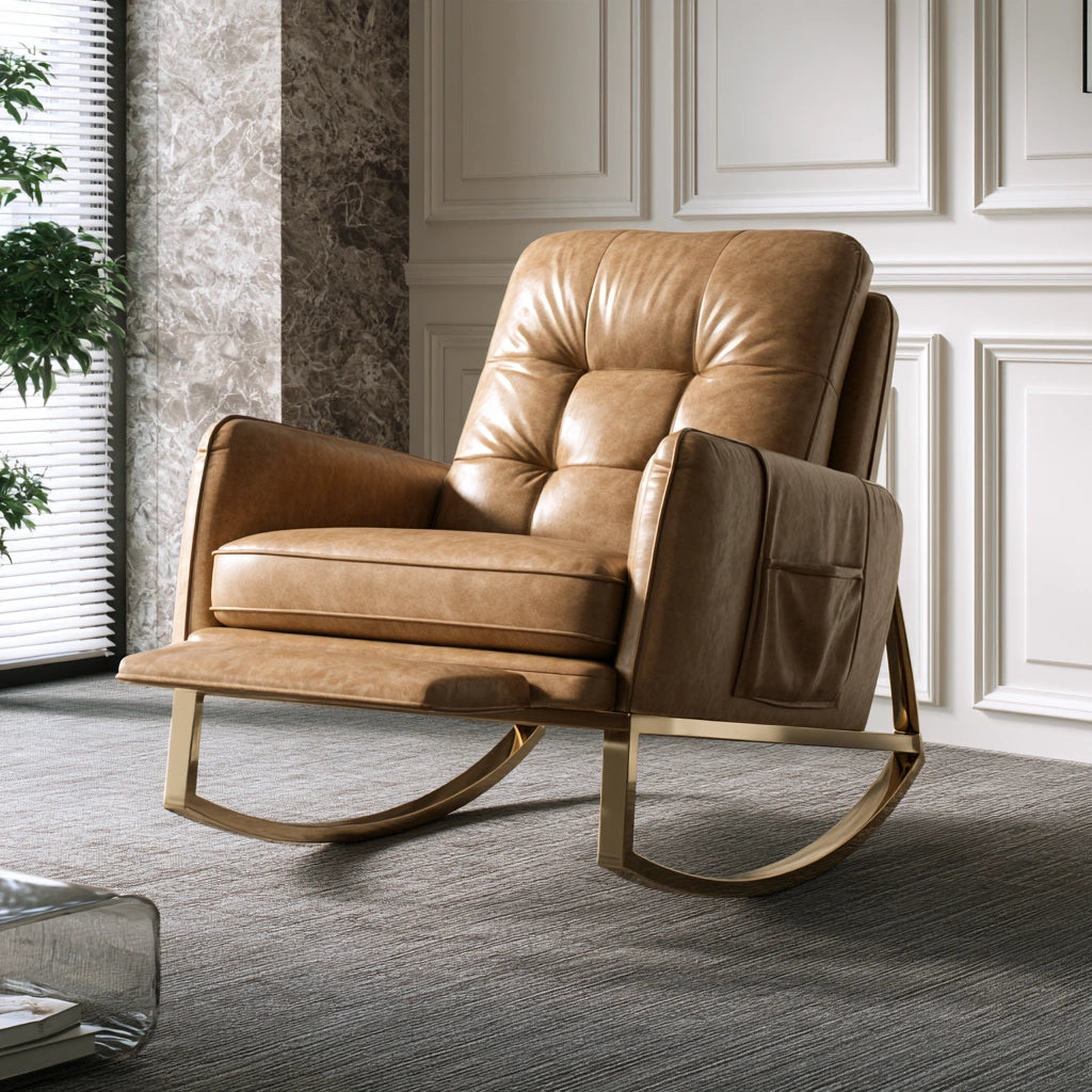 Moderner Schaukelstuhl, aus Metall, Farbe: gold