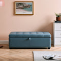 Gepolsterte Sitzbank mit Stauraum, mit Kunstlederbezug, Farbe: blau und schieferblau