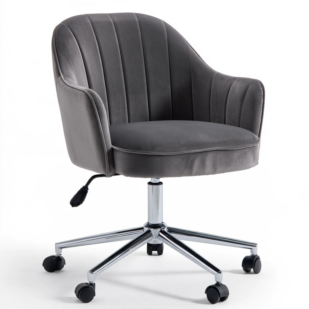 Ergonomischer Bürostuhl, mit Samtbezug, drehbar, Farbe: dunkelgrau