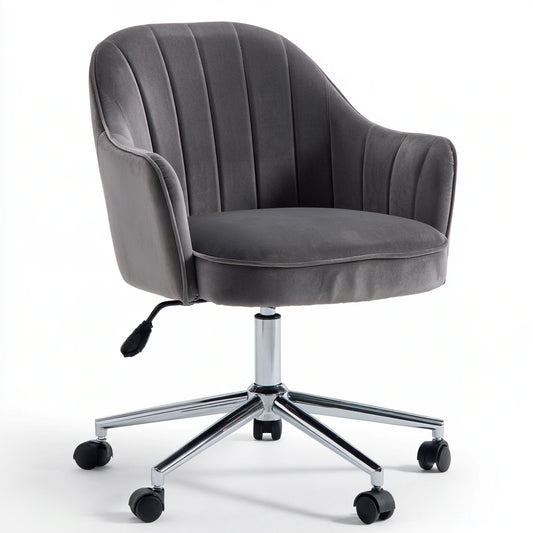 Ergonomischer Bürostuhl, mit Samtbezug, drehbar, Farbe: dunkelgrau